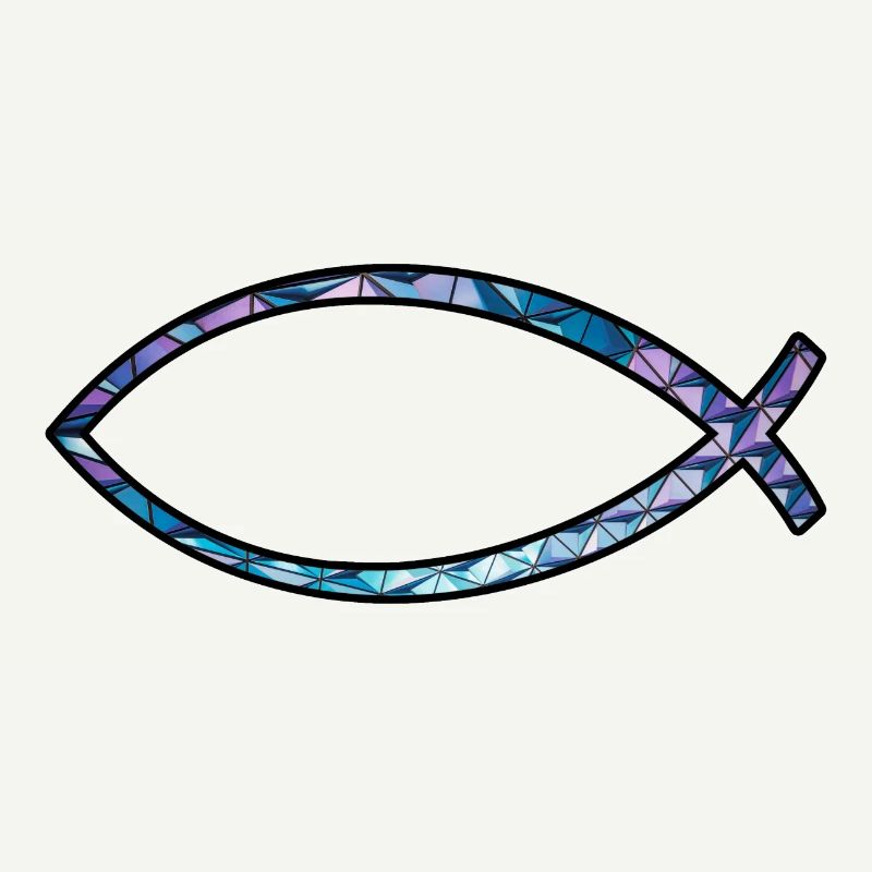 Ichtus fish (diamond, blue)