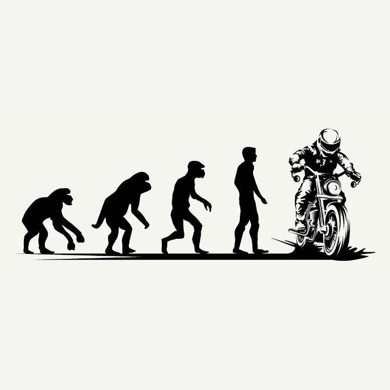 Motorcycle Evolution Funny Biker Cafe Racer Icon