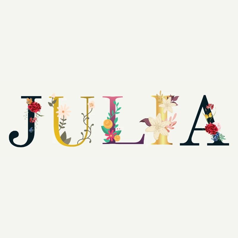Le nom de JULIA est décoré de fleurs