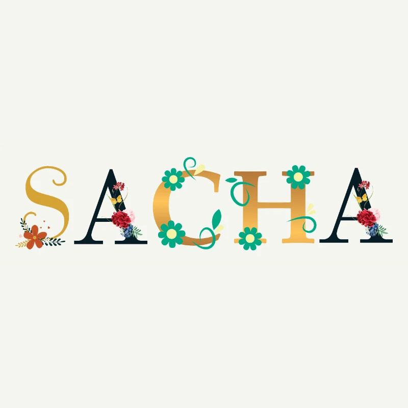 SACHA Name Adorned with Flowers