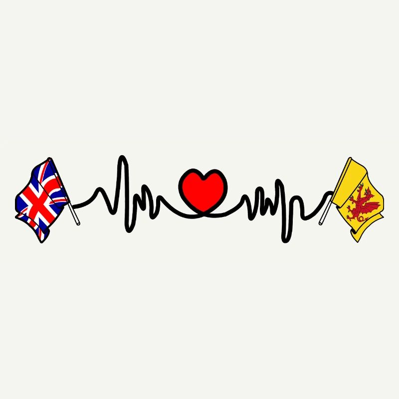 Drapeau Omerset + Battement de cœur + Drapeau britannique