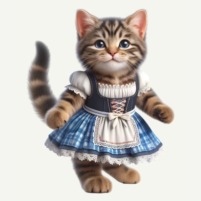 Süße kleine Katze im Dirndl