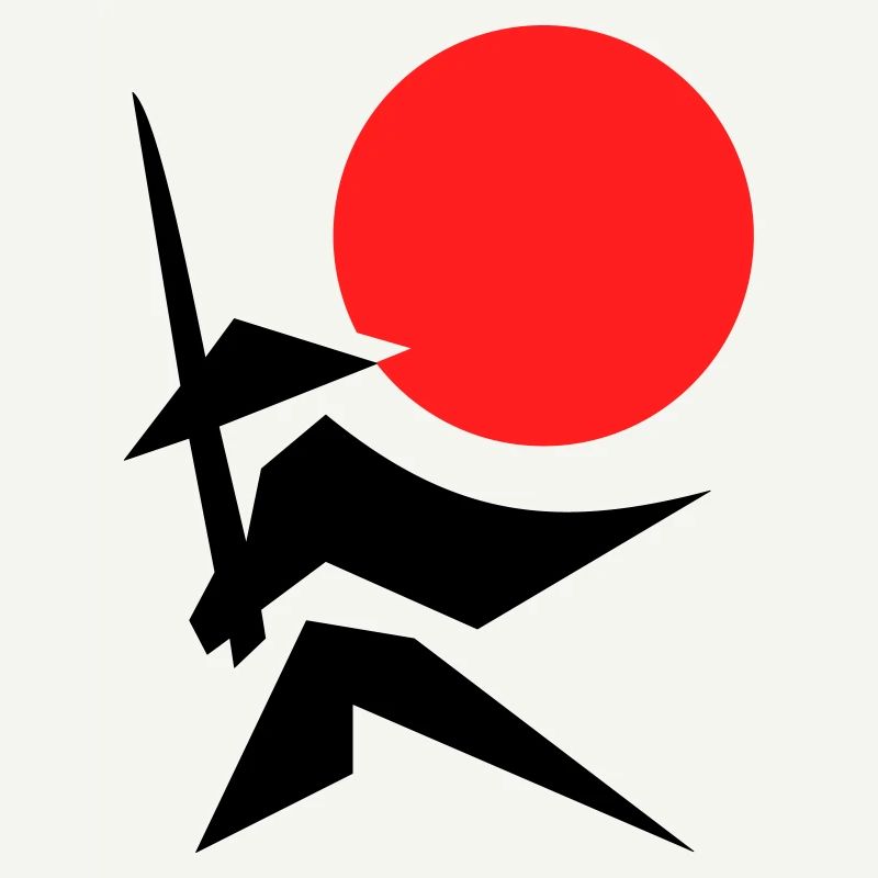 Abstraktes Bild mit Samurai Rot Schwarz