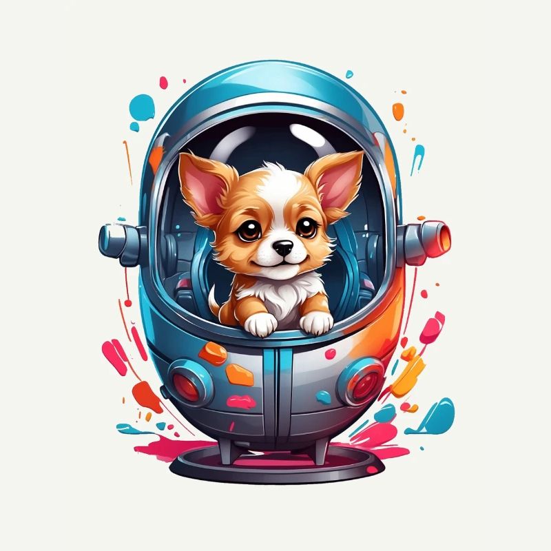 Space puppy in spacesuit