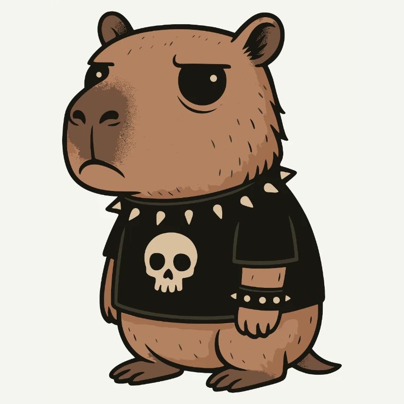 Goth Capybara Funny Emo Punk Rodents