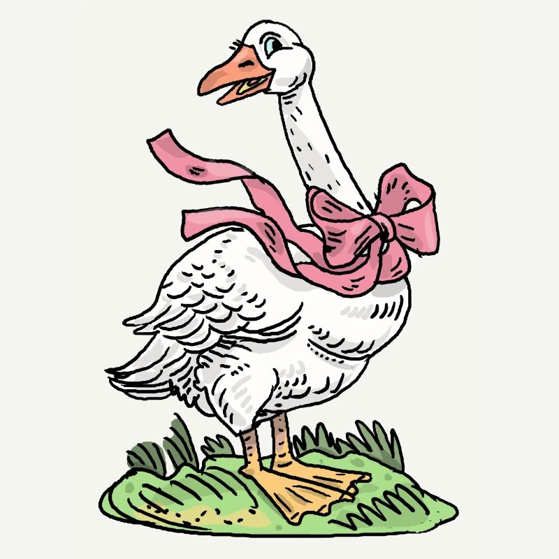 Gans mit rosa Schleife