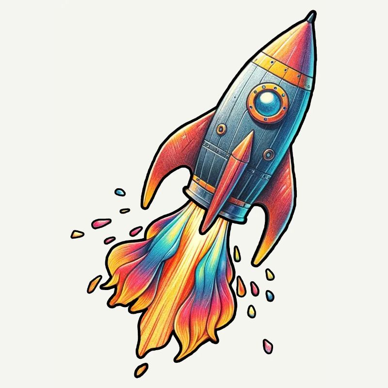 Fusée couleur avec couleurs de feu