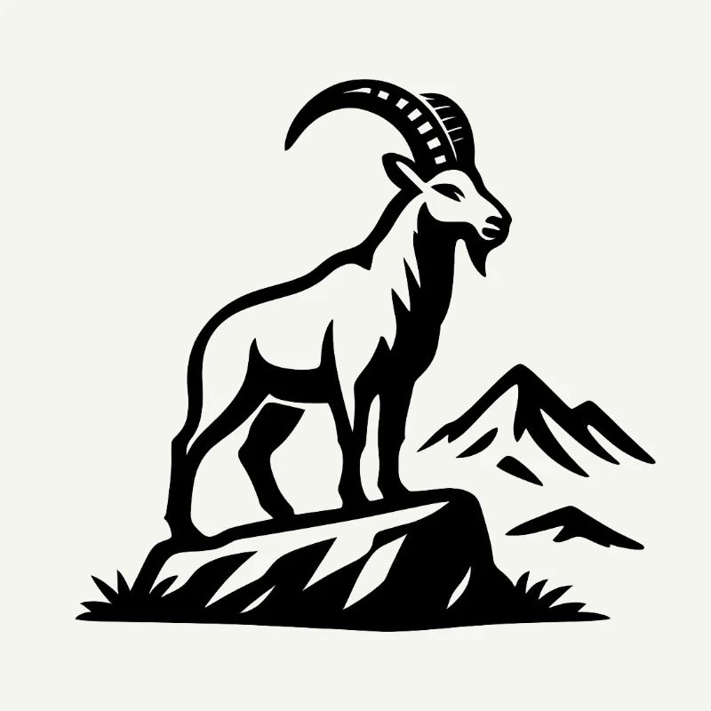 Alpine Capricorn silhouette on rocks