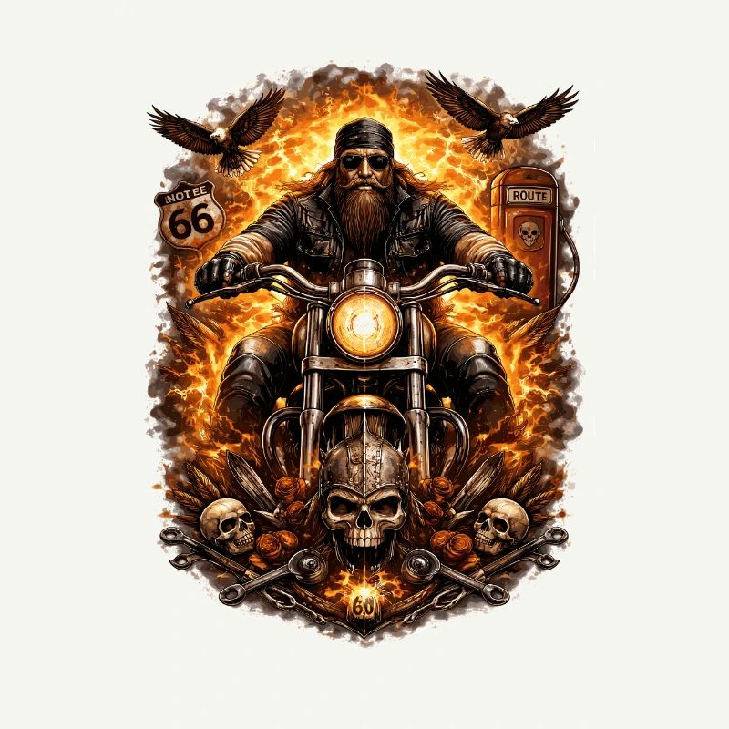 Flame Biker Skull