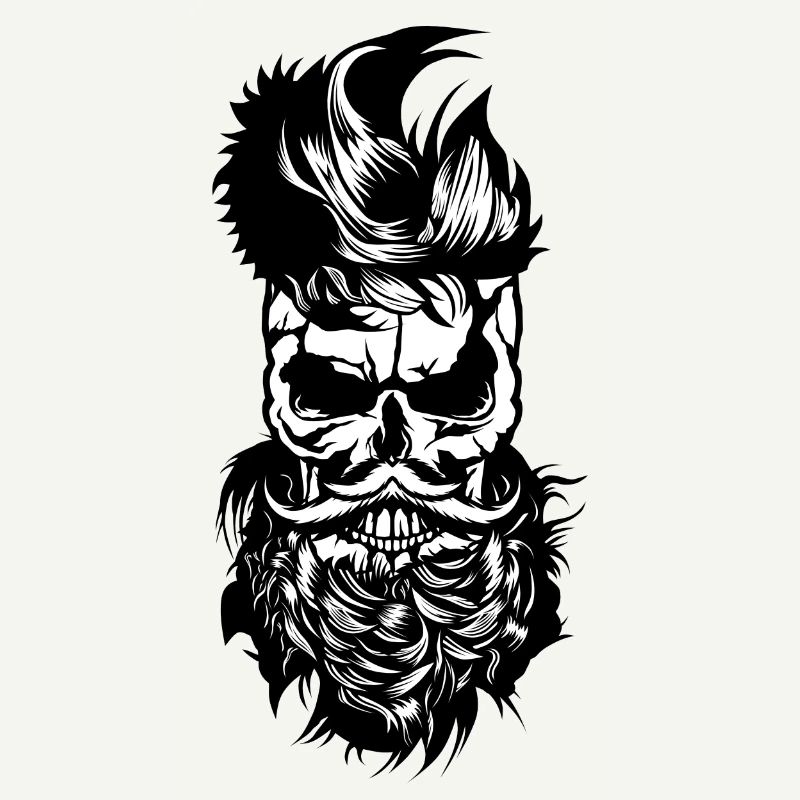 Kopf des Todes Hipster Schädel bärtiger Bart Schnurrbart m