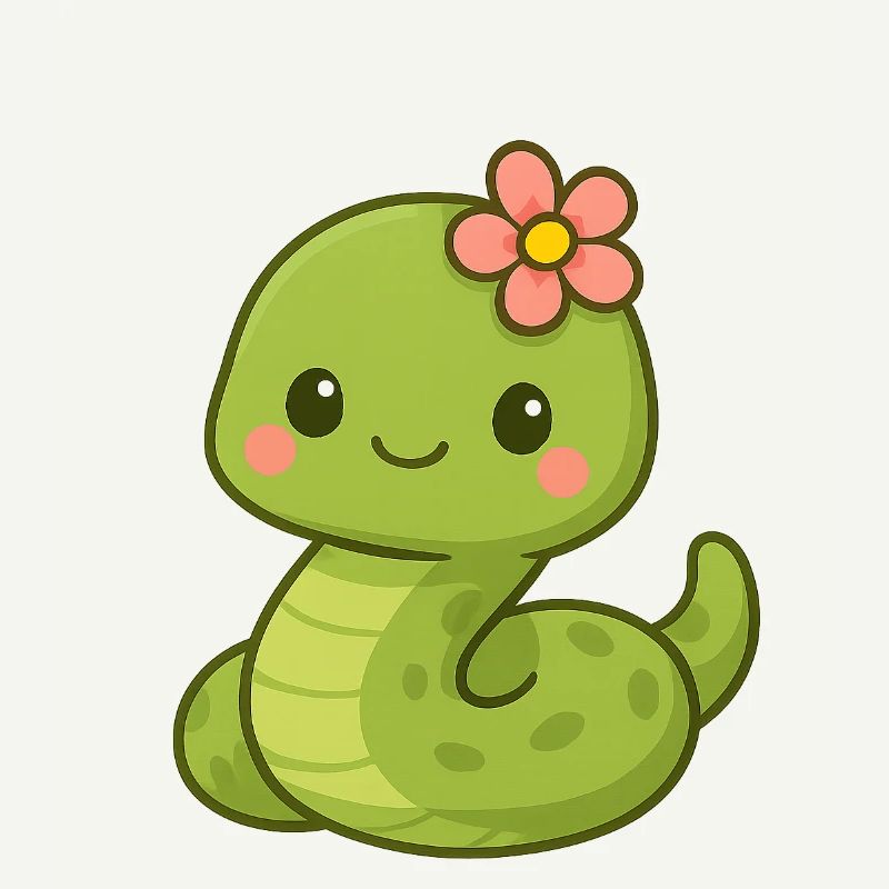 Mignon serpent dame avec fleur