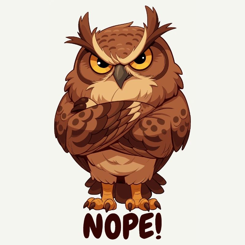 Nope! Grimmige Eule mit Attitüde