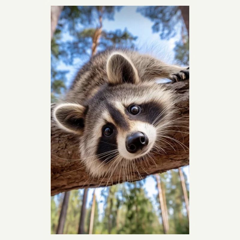 Curious Raccoon on Tree Limb