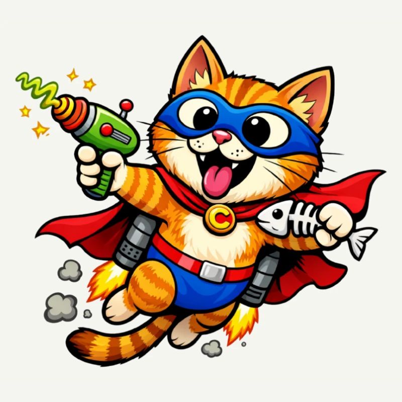 Superheldenkatze im Flug