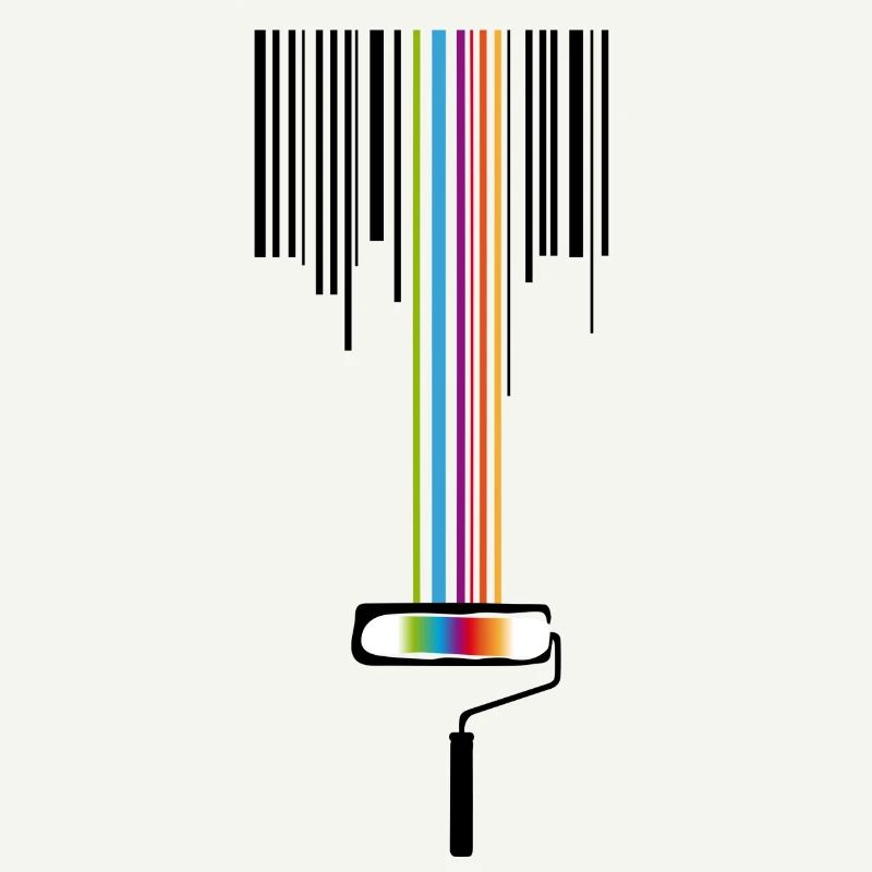 A paint roller with a bar code