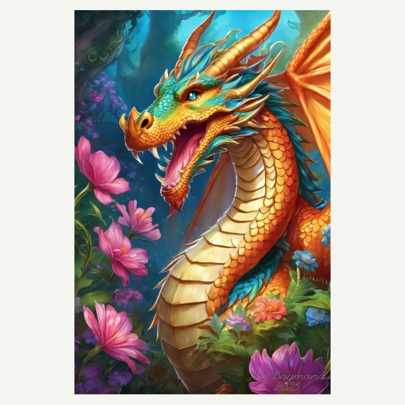 Ember Dragon in Bloom Forest
