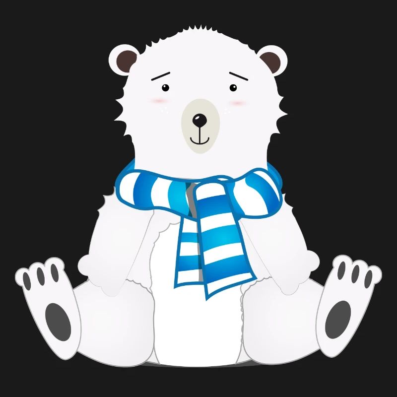 zauberhafter sitzender Eisbär mit Schal