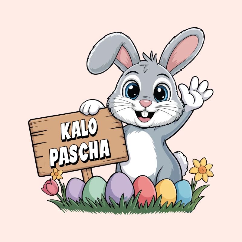Kalo Pascha Easter Rabbit Greek Easter