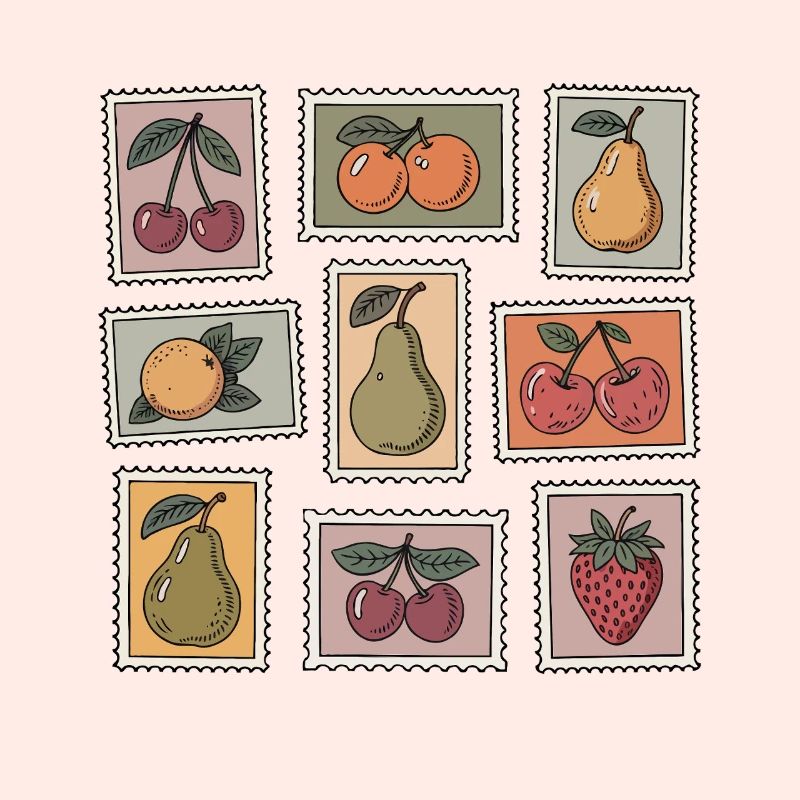 Pastel Fruit Stamp Pattern