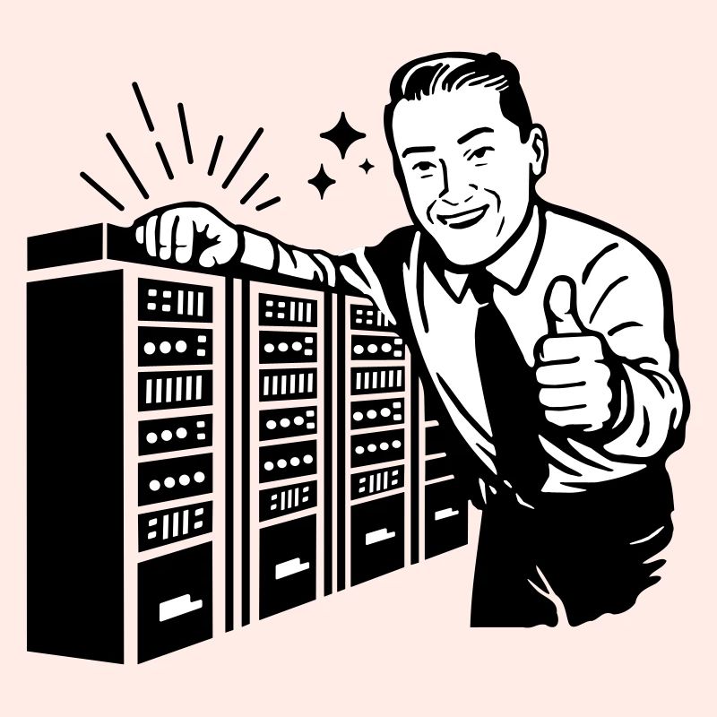 Retro IT-Admin lächelt – Vintage Tech Support