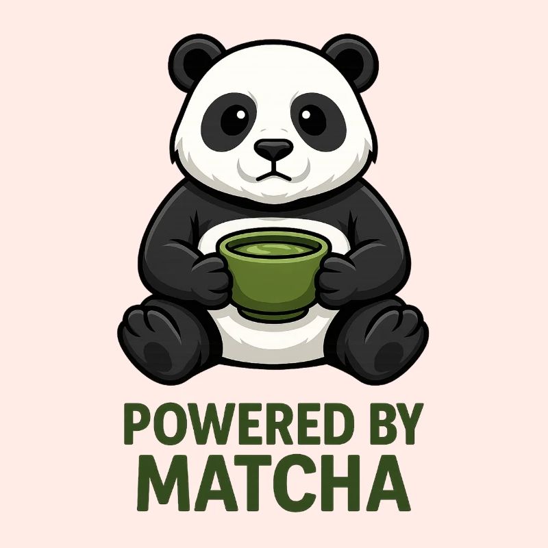 Panda mit Matcha-Becher