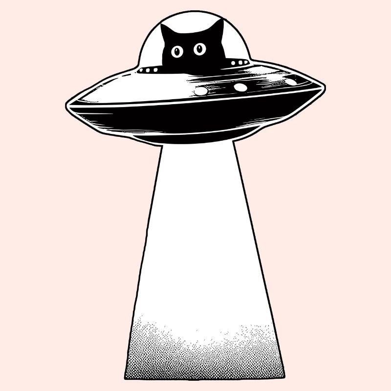 Cat Invasion UFO Alien Space Galaxy 3D Effect Cut