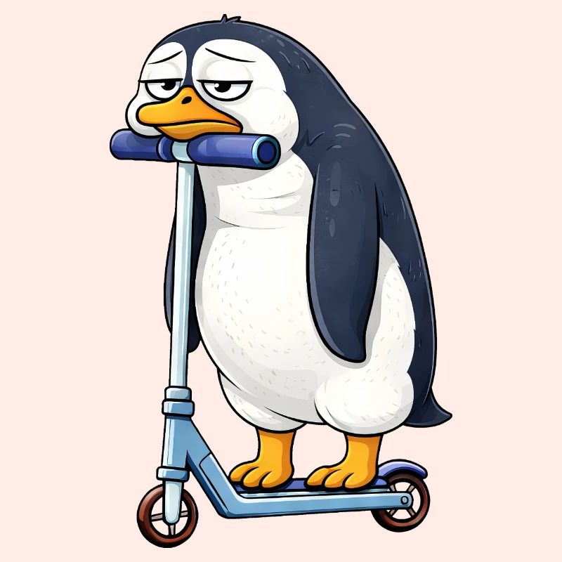 Süßer Pinguin Roller Scooter Einsam Langeweile