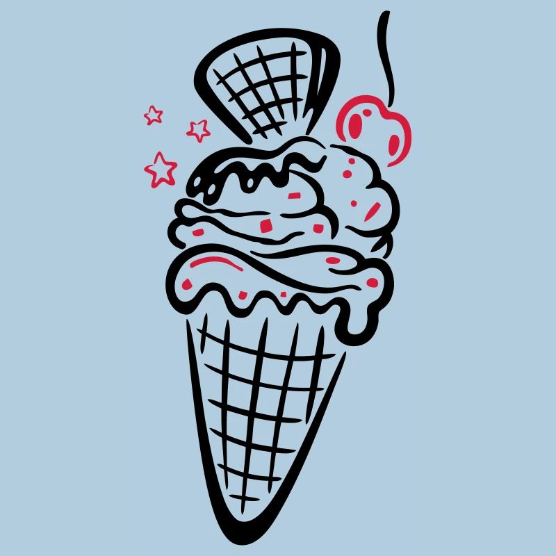 Eis, Eiswaffel mit Kirsche