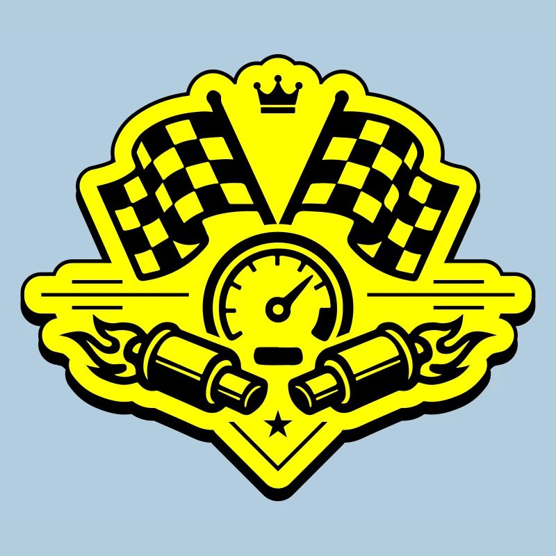 Drapeau de course, compteur de vitesse d'échappement
