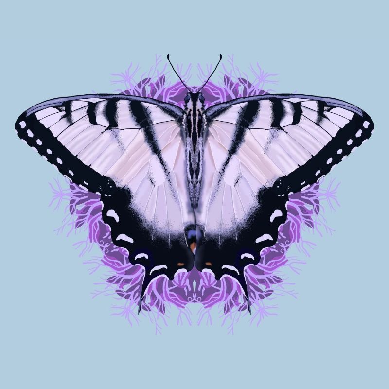 Papillon blanc à fleur pourpre