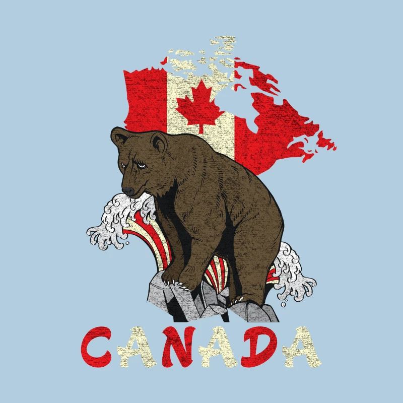 Conception d'ours du Canada avec carte et drapeau