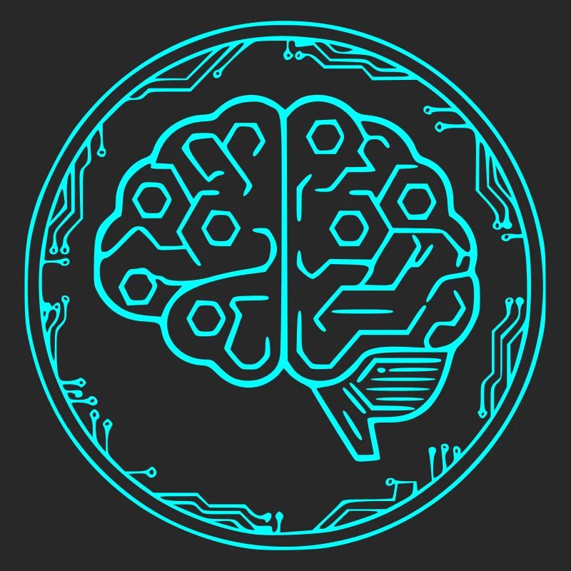 Cyber Brain AI Tech Circuit Vector