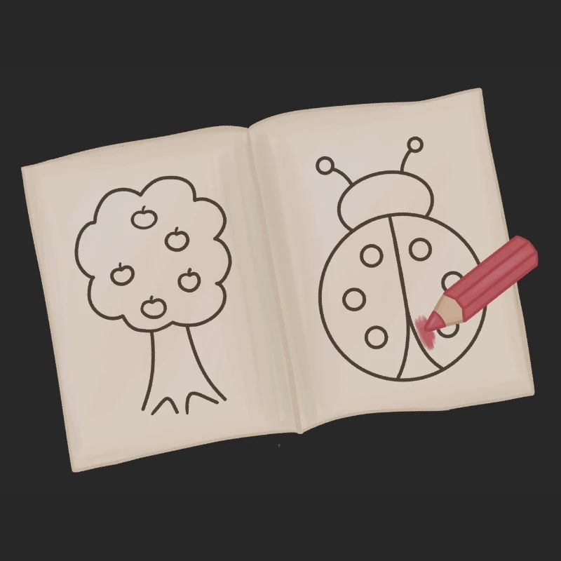 Tree and Ladybug Doodle Sketch