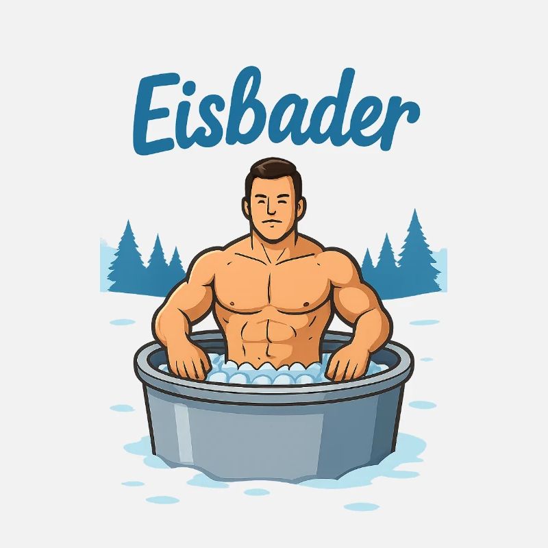 Eisbader Muskelmann im Eisbad