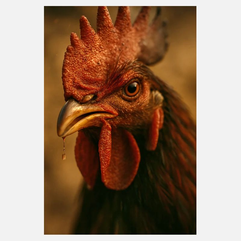 Vue rapprochée du coq avec un rayon