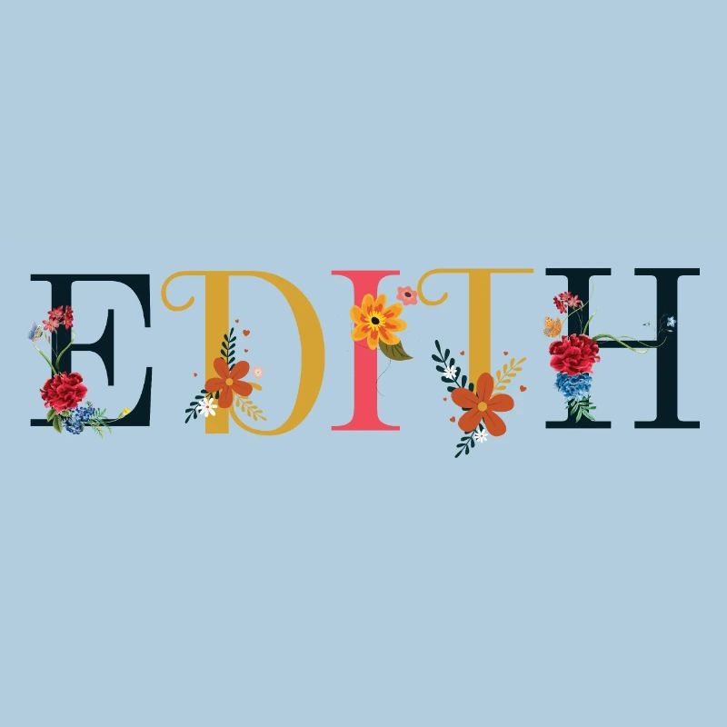 Le nom d’EDITH est décoré de fleurs