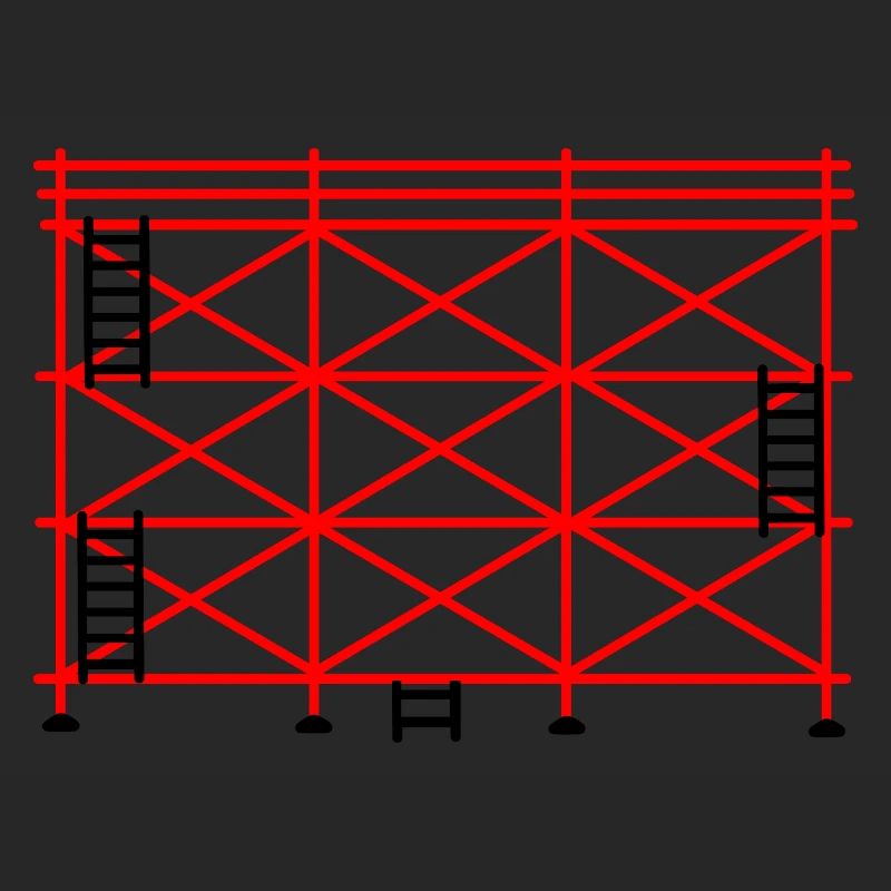 Échafaudage rouge avec marches noires conception de construction