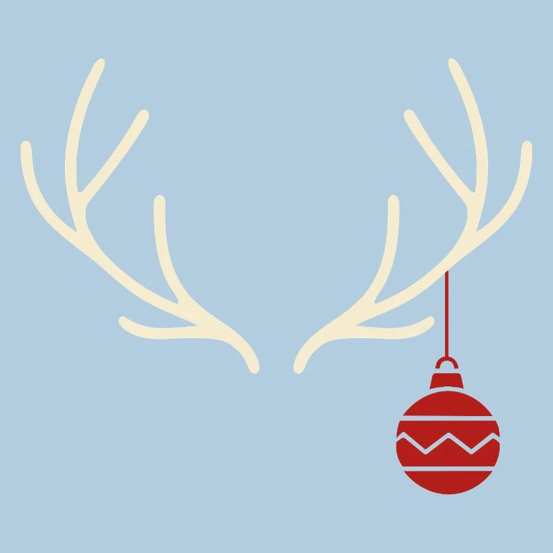 Geweih mit roter Weihnachtskugel – Yule Stil