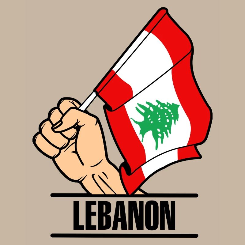 Drapeau Liban poing texte LIBAN