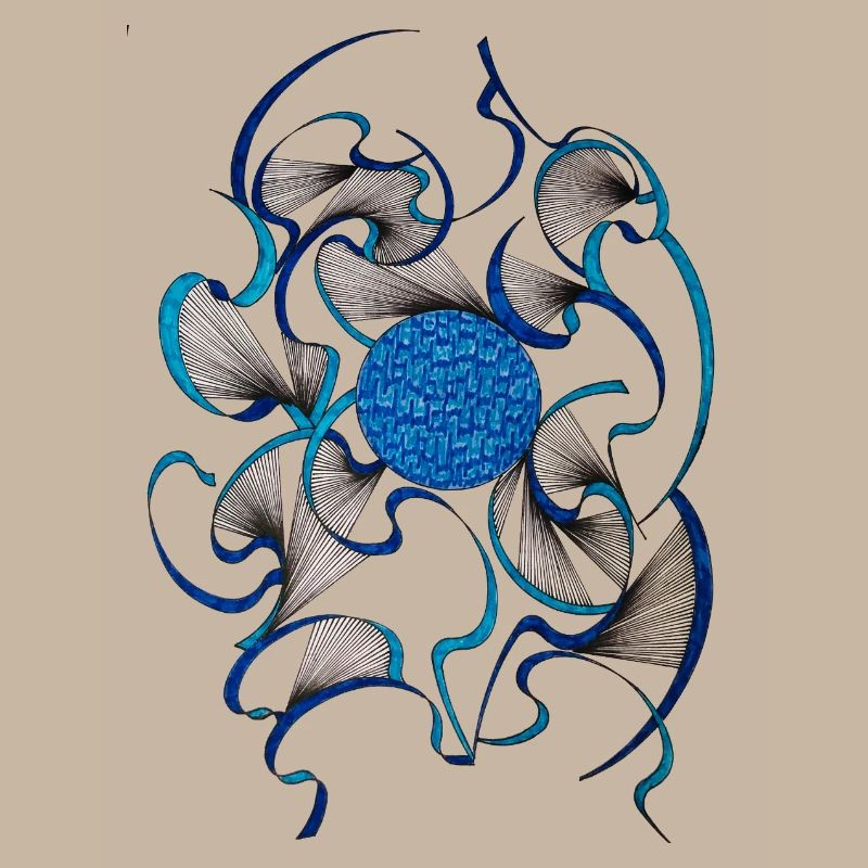 Blue Swirl Flower Pattern