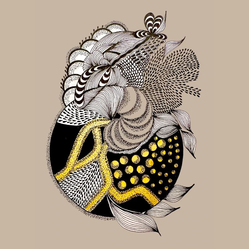 Fish pattern with gold accent
