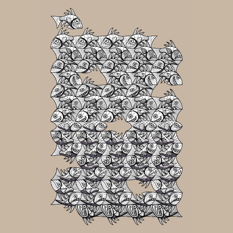 Repeated monochrome fish