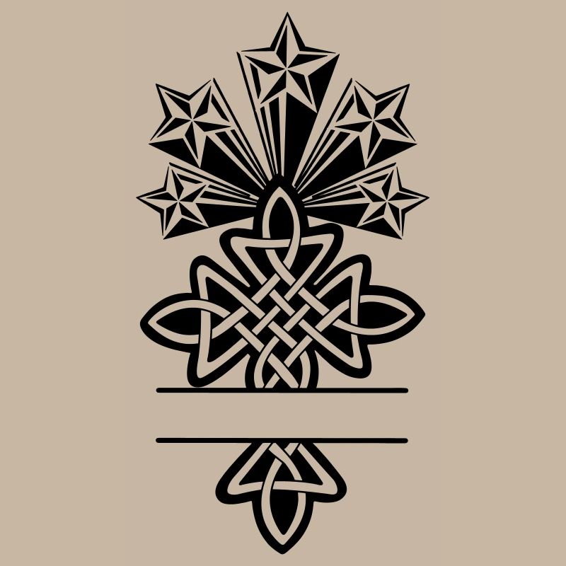 Monogramme de croix celtique cinq étoiles