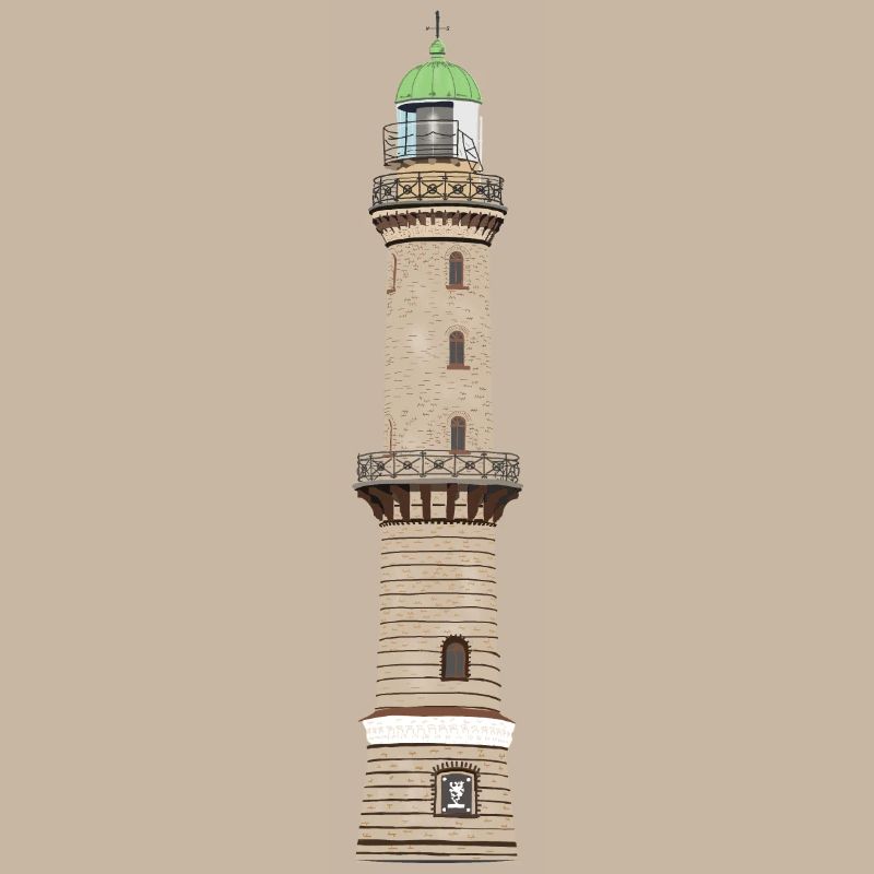 Lighthouse Warnemünde without text, Baltic Sea