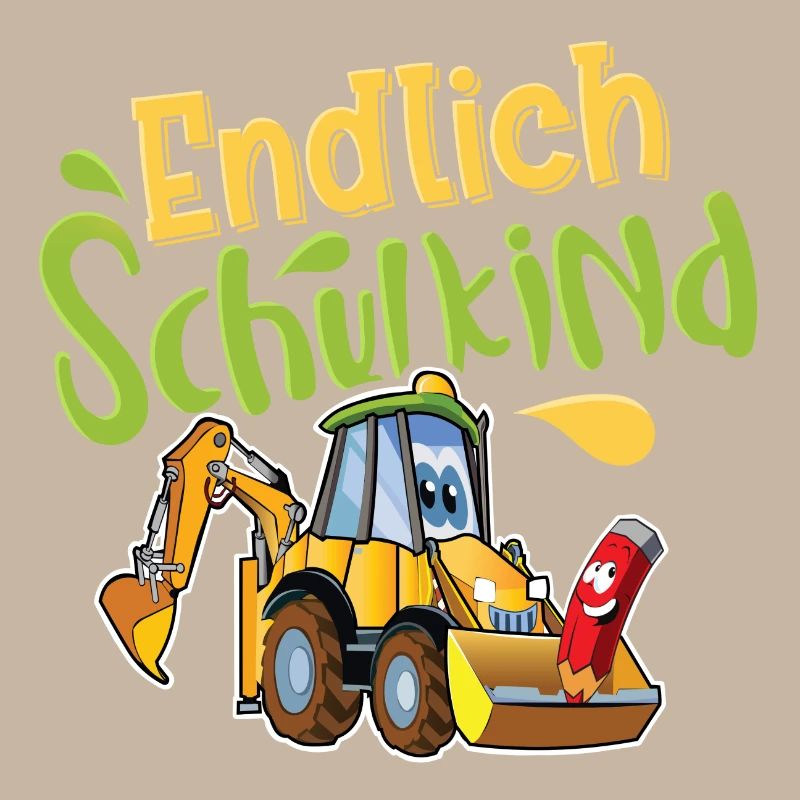Endlich Schulkind Bagger