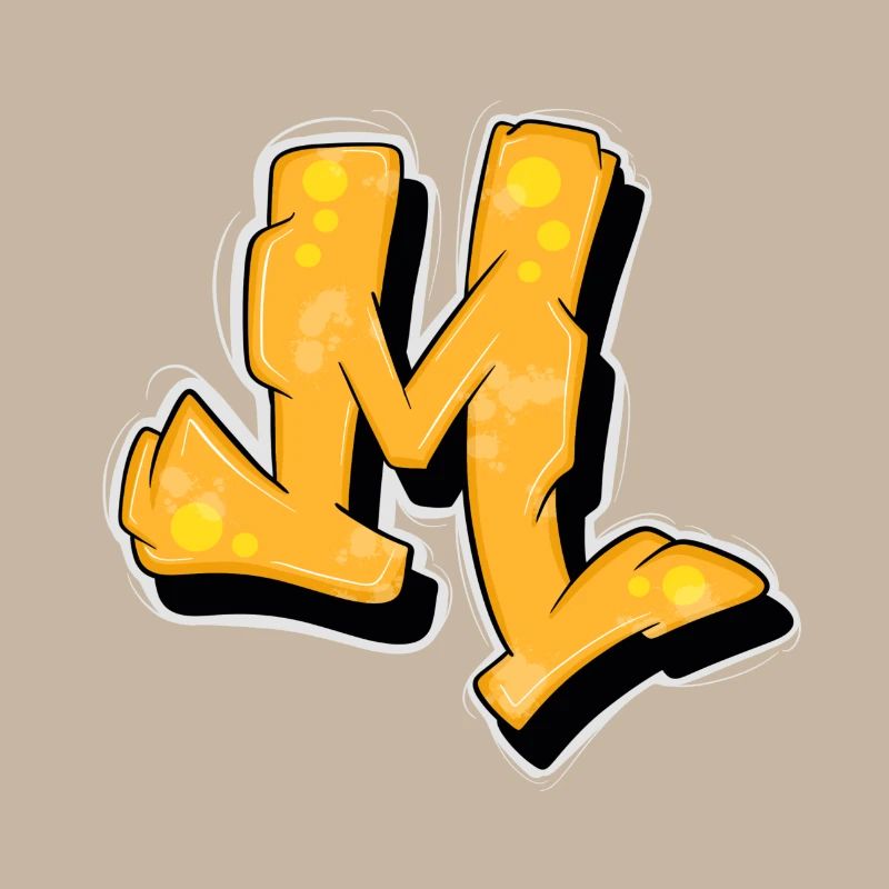Gelbe Graffiti Initialen Logo.