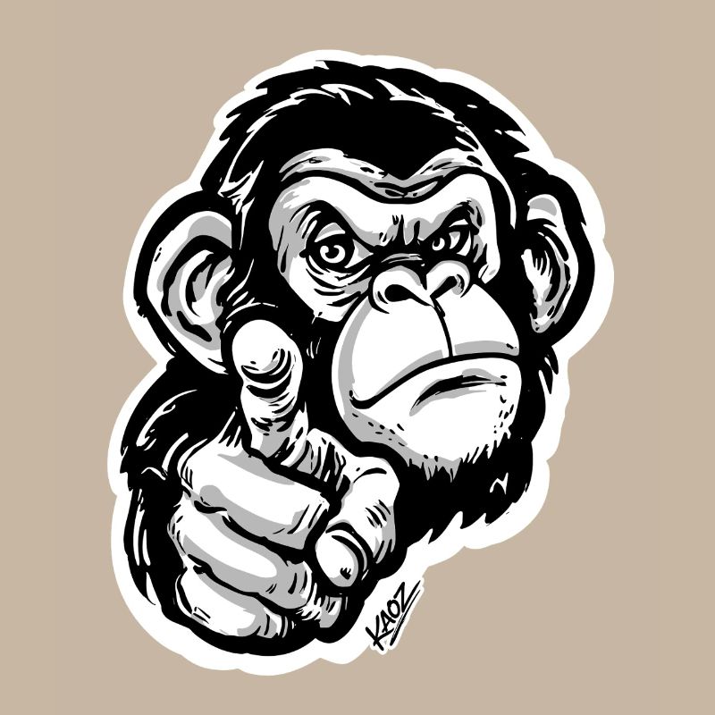 Monochrome Monkey Pointing