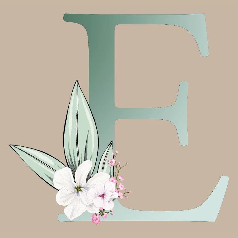 E Monogram, Floral, Customizable