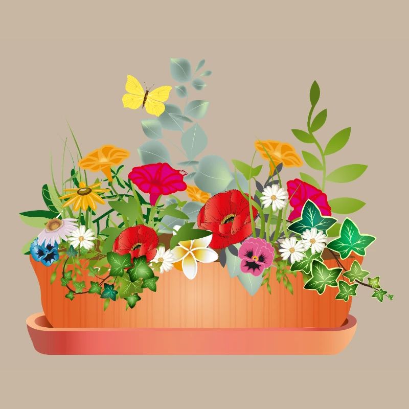 Fleurs colorées dans un bac à fleurs