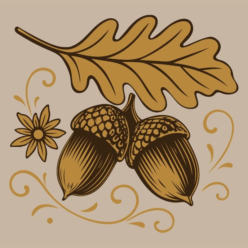 Eicheln mit Blatt – Herbst Design